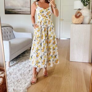 Free assembly White Sundress with Yellow Lemon Print